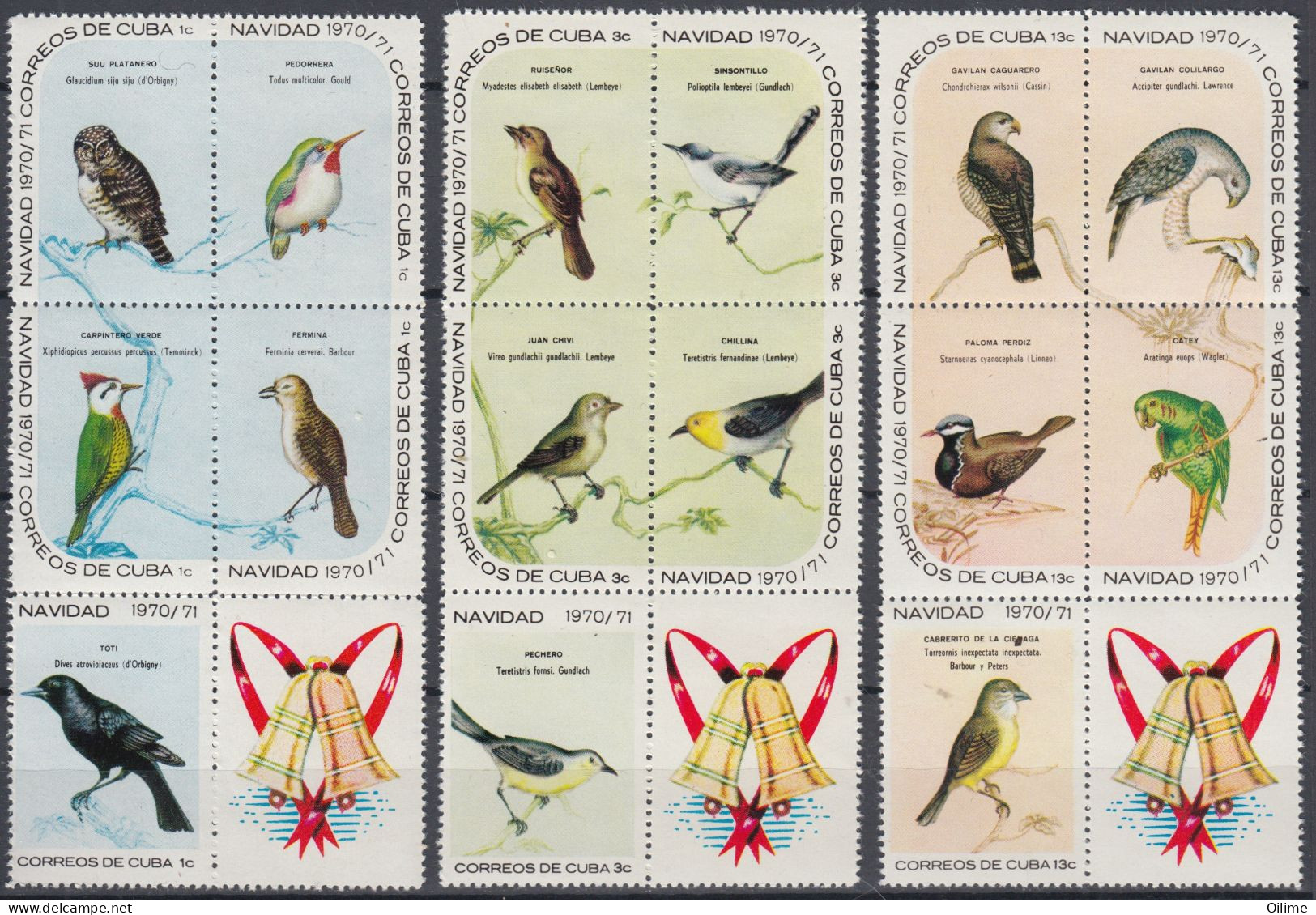 CUBA 1970. NAVIDADES. CRISTMAS.  AVES. BIRDS. MNH. EDIFIL 1812/26 - Unused Stamps