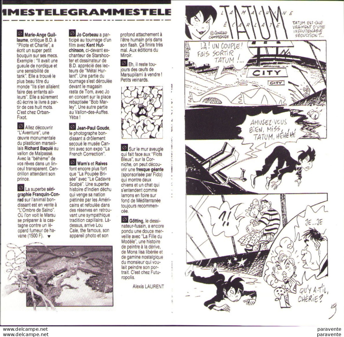 Magazine MARSEIL BD N°25 En 1988 Avec Crespin Widenlocher Montesinos Brahy Herlé Conrad Tintin Loustal Marsupilami - Otros & Sin Clasificación