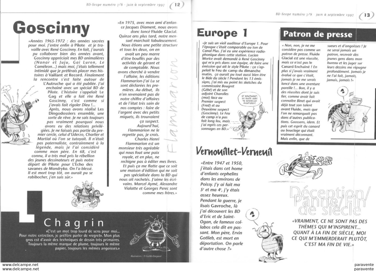 Magazine BDSCOPE 7-8 1997 Avec GOTLIB Smith Rabaté Francq Pellerin Gaston Loustal Dany Cuvellier Séra Thorgal (voir List - Gotlib