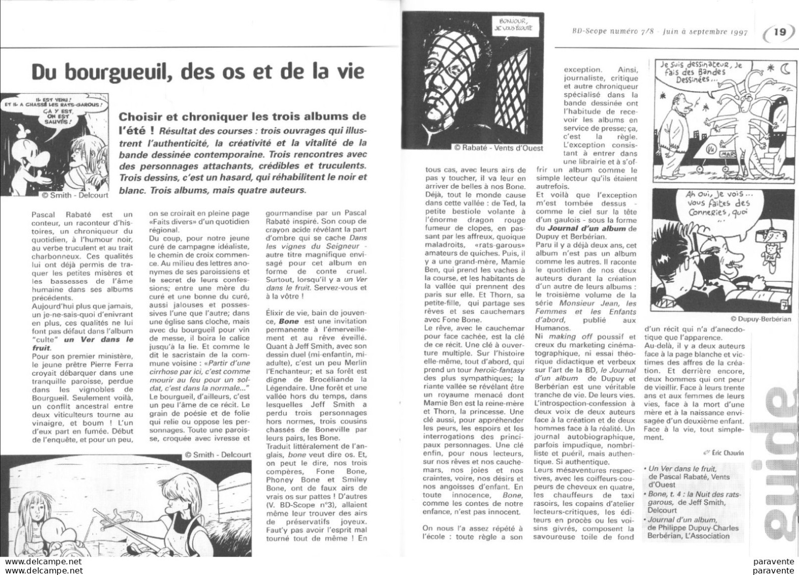 Magazine BDSCOPE 7-8 1997 Avec GOTLIB Smith Rabaté Francq Pellerin Gaston Loustal Dany Cuvellier Séra Thorgal (voir List - Gotlib