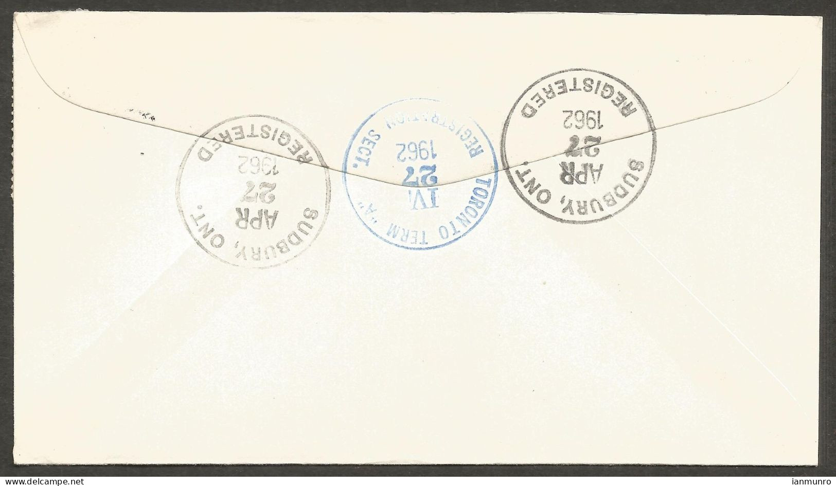 1962 Registered Cover 25c Chemical Large CDS Sudbury To Toronto Ontario - Postal History