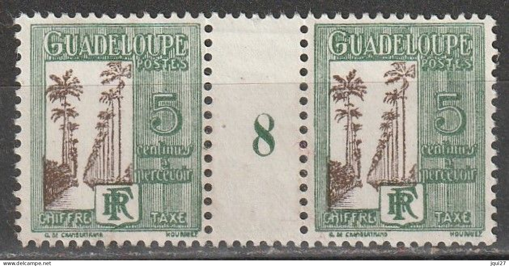 Guadeloupe Timbre Taxe N° 27 * Millésime 8 Voir Description - Segnatasse