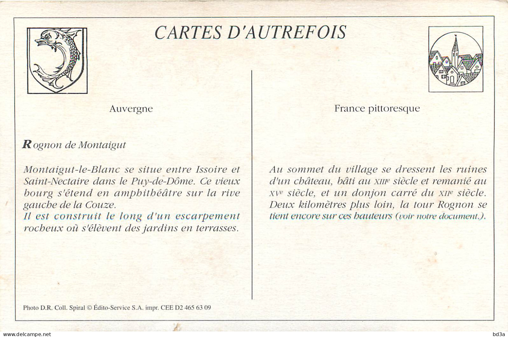 63 MONTAIGUT LE BLANC  REPRODUCTION CARTES D'AUTREFOIS - Montaigut