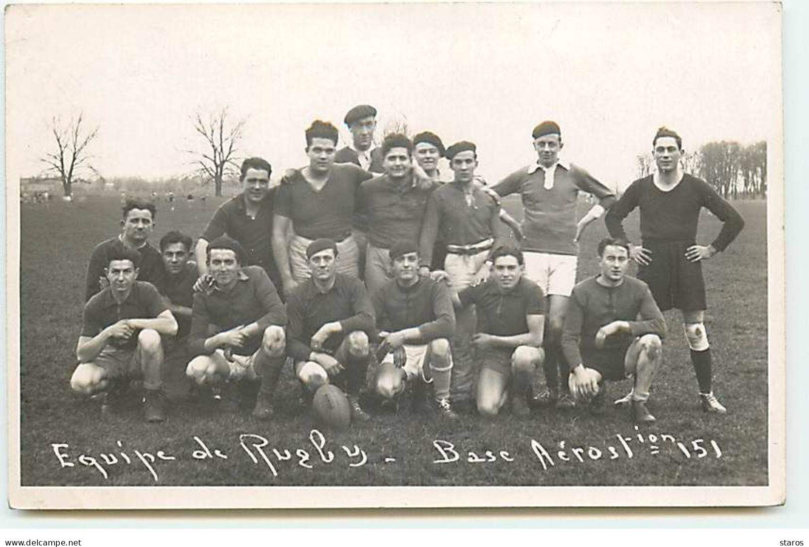 Carte Photo - Sport - Rugby - Equipe De Rugby - Base Aérostation 151 - Rugby