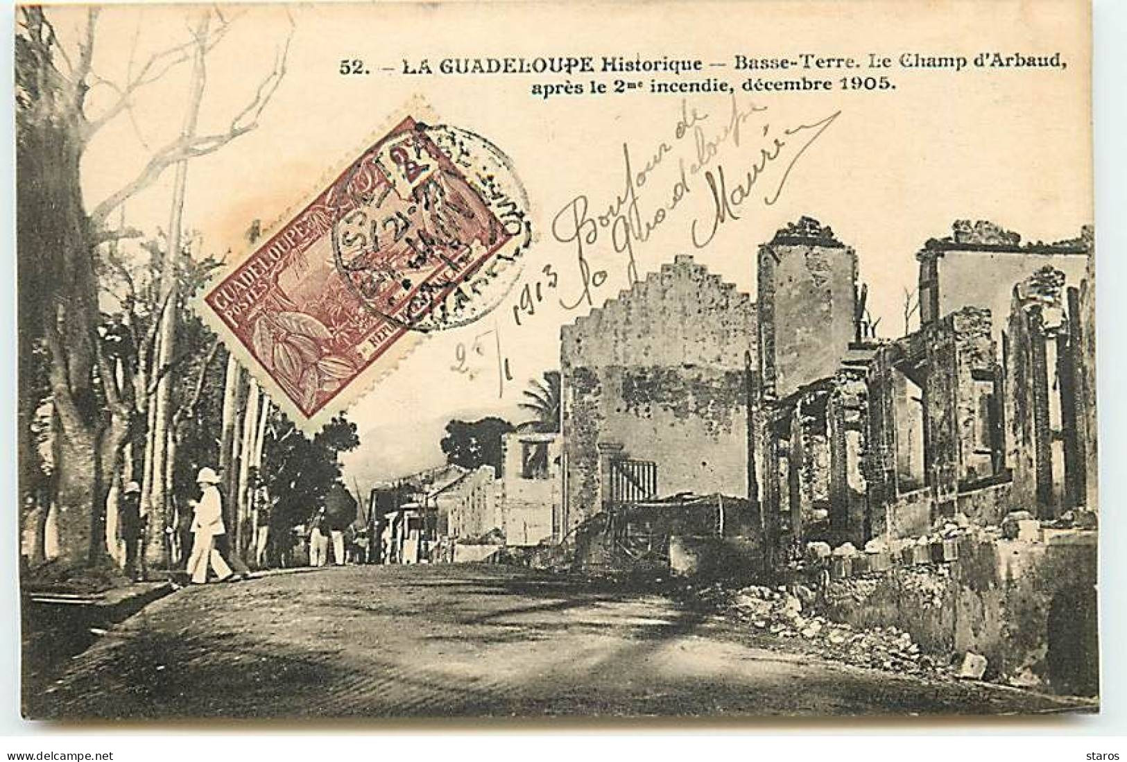 La Guadeloupe Historique - BASSE-TERRE - Le Champ D'Arbaud, Après Le 2ème Incendie, Décembre 1905 - Basse Terre