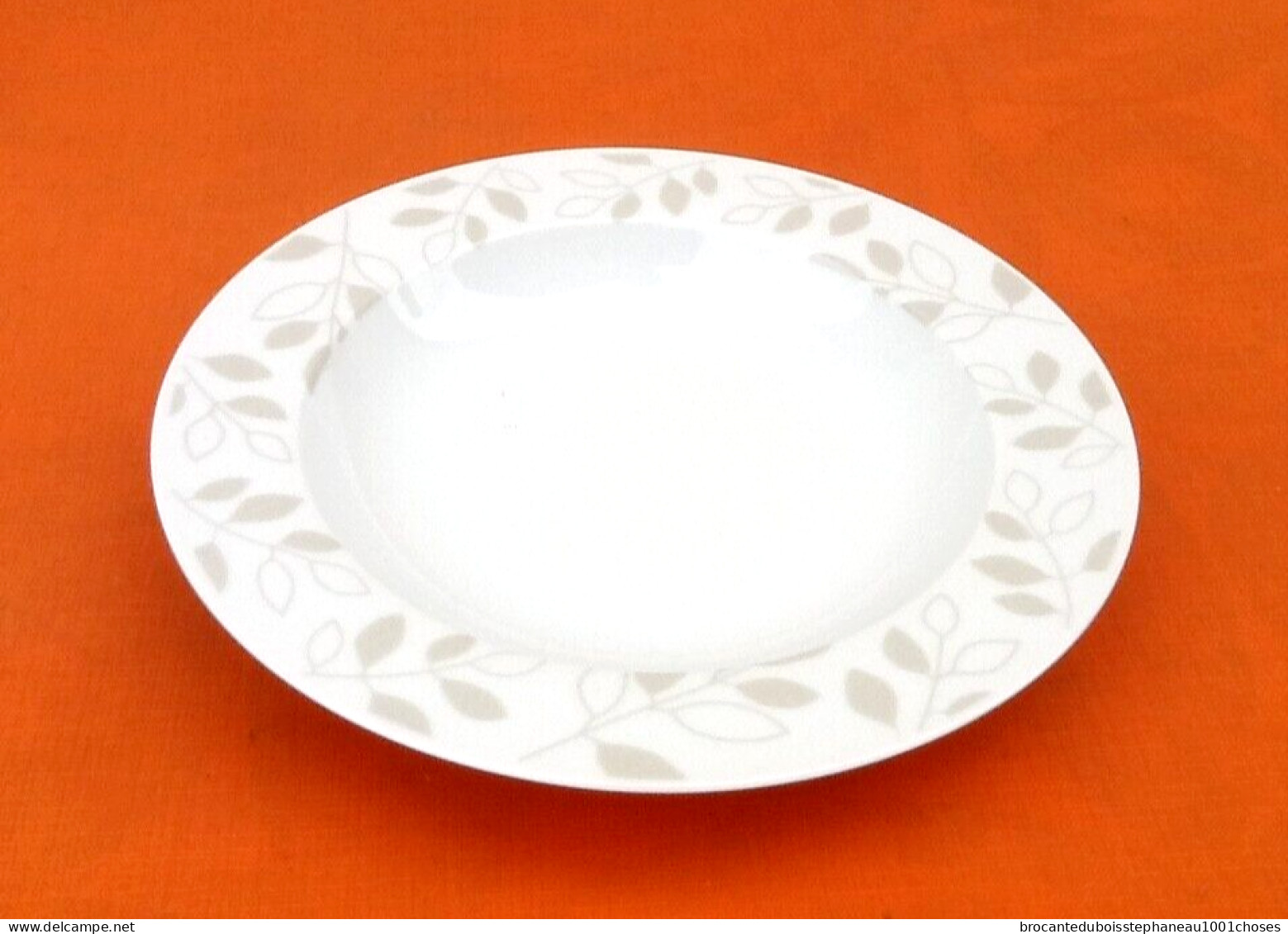 6 Assiettes Creuses  Porcelaine Blanche à Décor De Feuillage - Assiettes