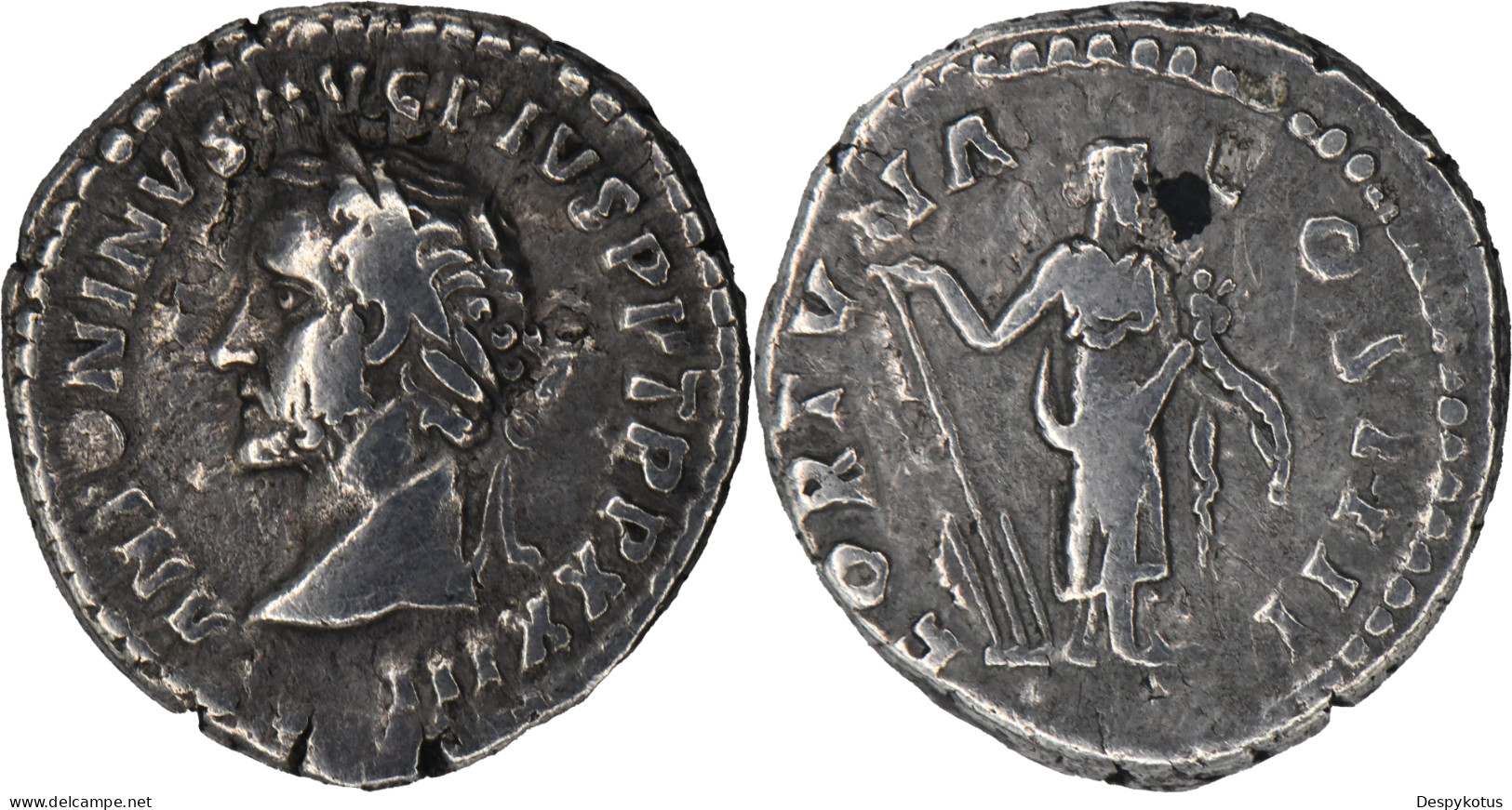 ROME - Denier - ANTONIN LE PIEUX - 160 AD - Fortuna - RIC 300 C (tête à Gauche) - 18-223 - Les Antonins (96 à 192)