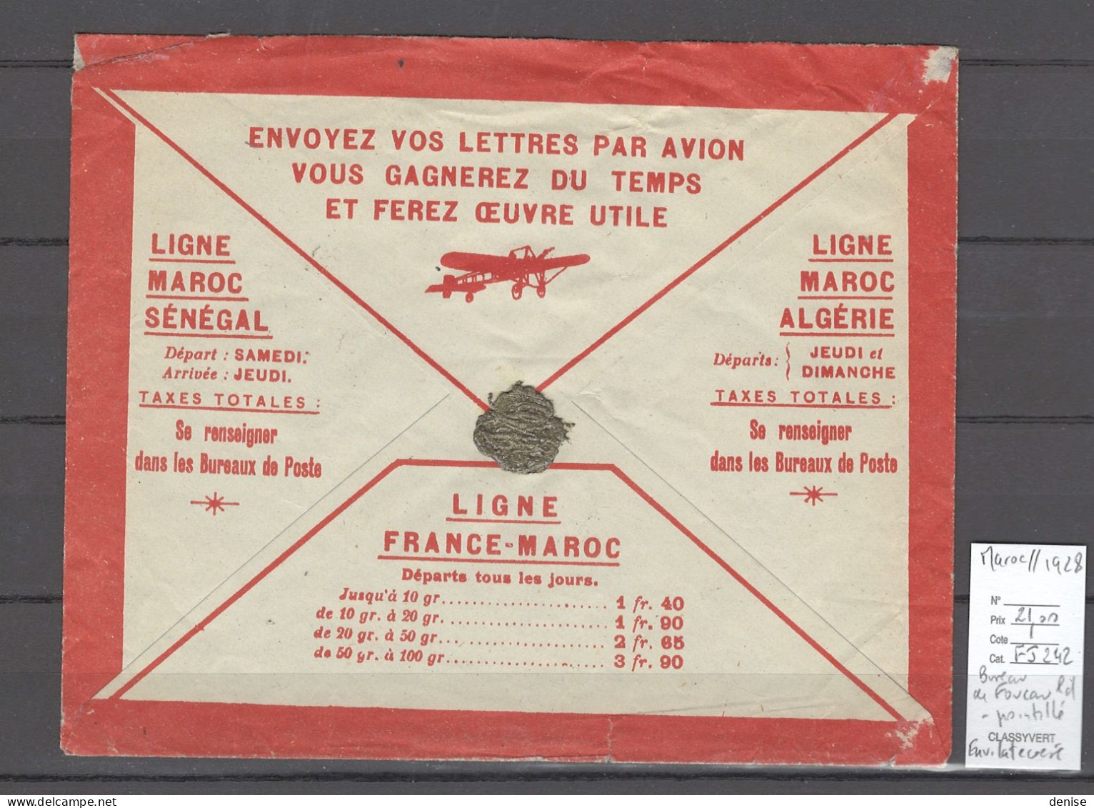 Maroc - Bureau De FOUCAULD  1928 Sur Enveloppe Avion Illustrée Latécoere - Luftpost