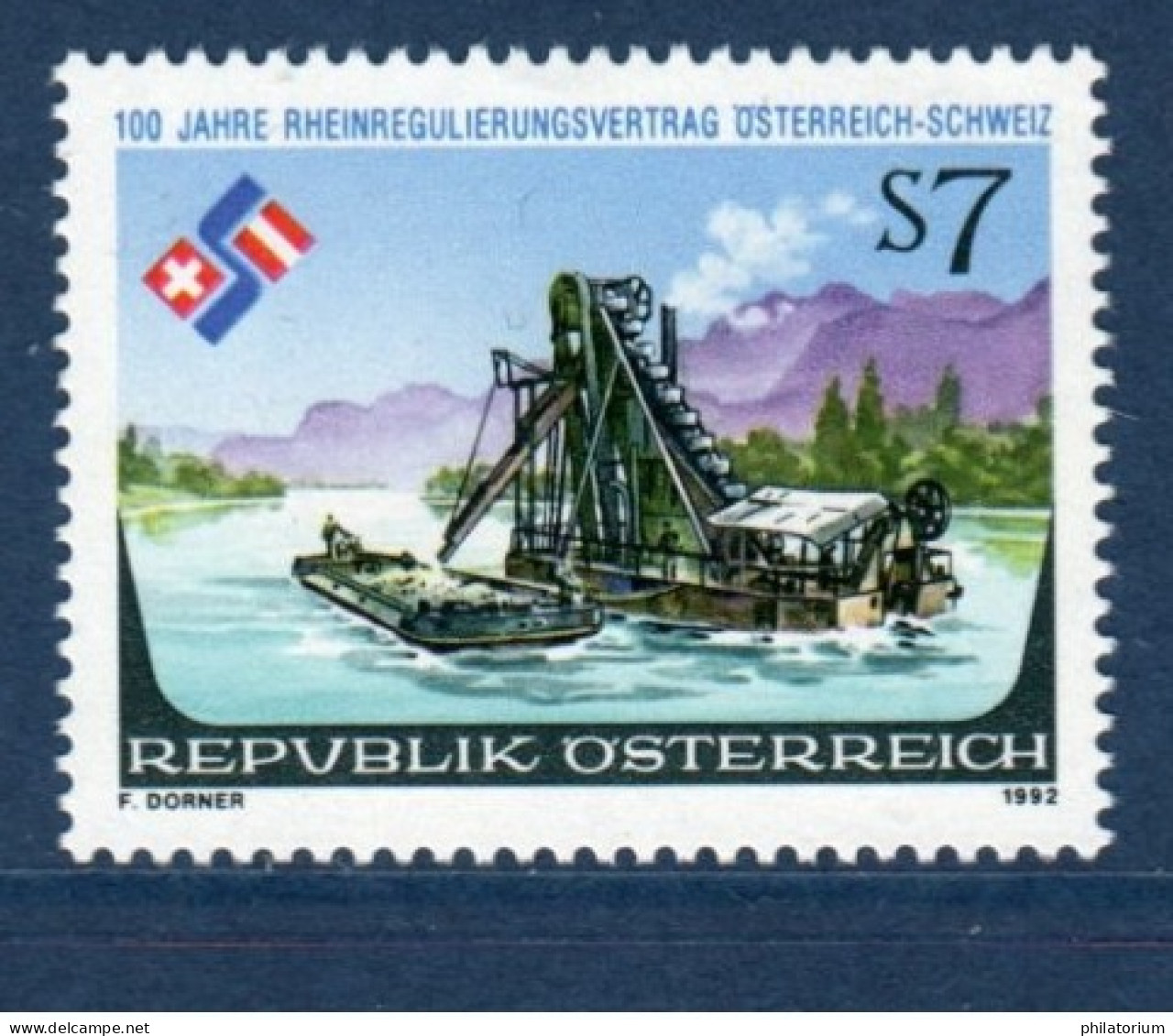 Autriche, Osterreich, **, Yv 1892, Mi 2064, SG 2297, Traité Du Rhin, Dragage Du Lit Du Fleuve, - Environment & Climate Protection