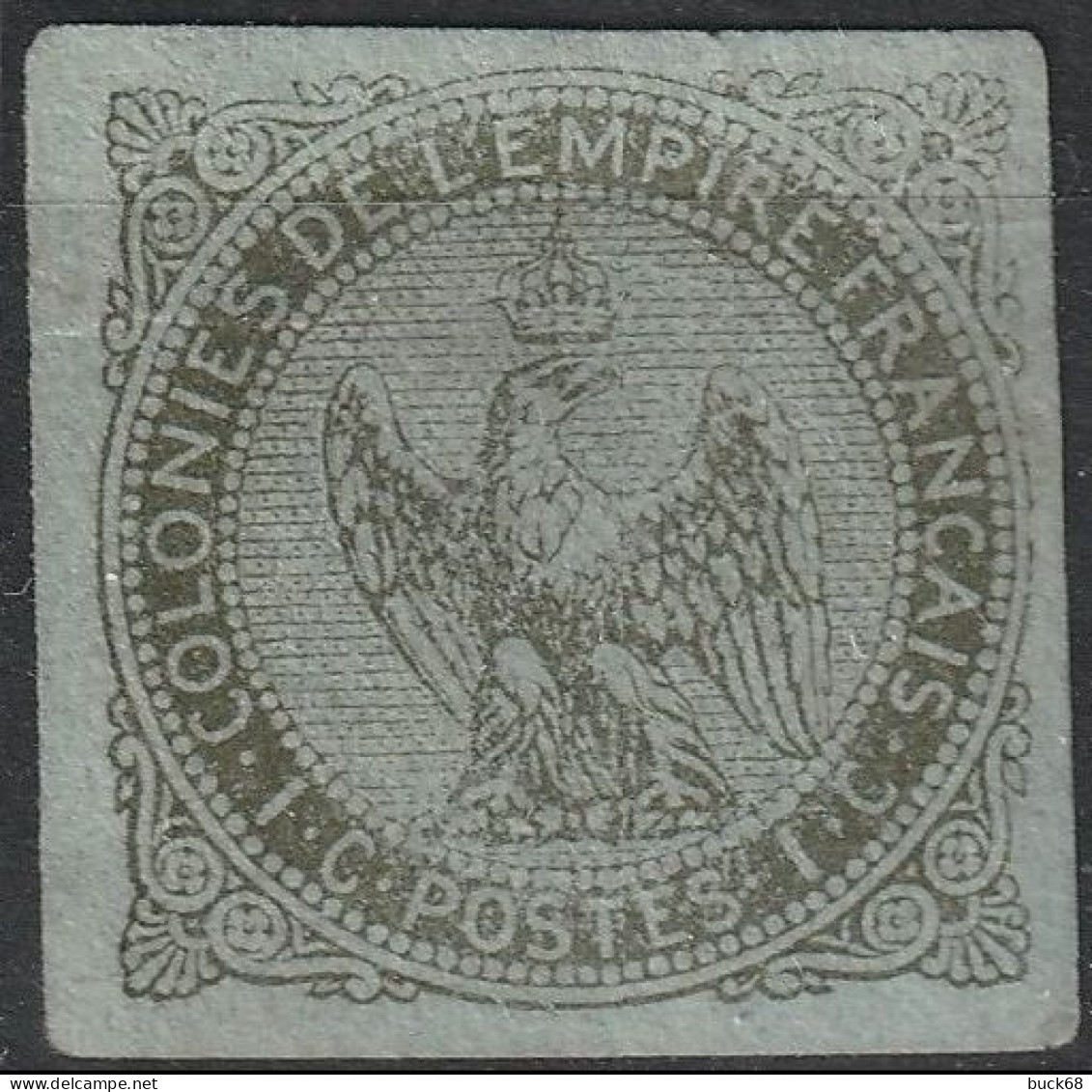 FRANCE COLONIES Emissions Générales  1 (*) Aigle Impérial Oblitéré 1859-1865 (CV 33 €) 2 [ColCla] - Águila Imperial