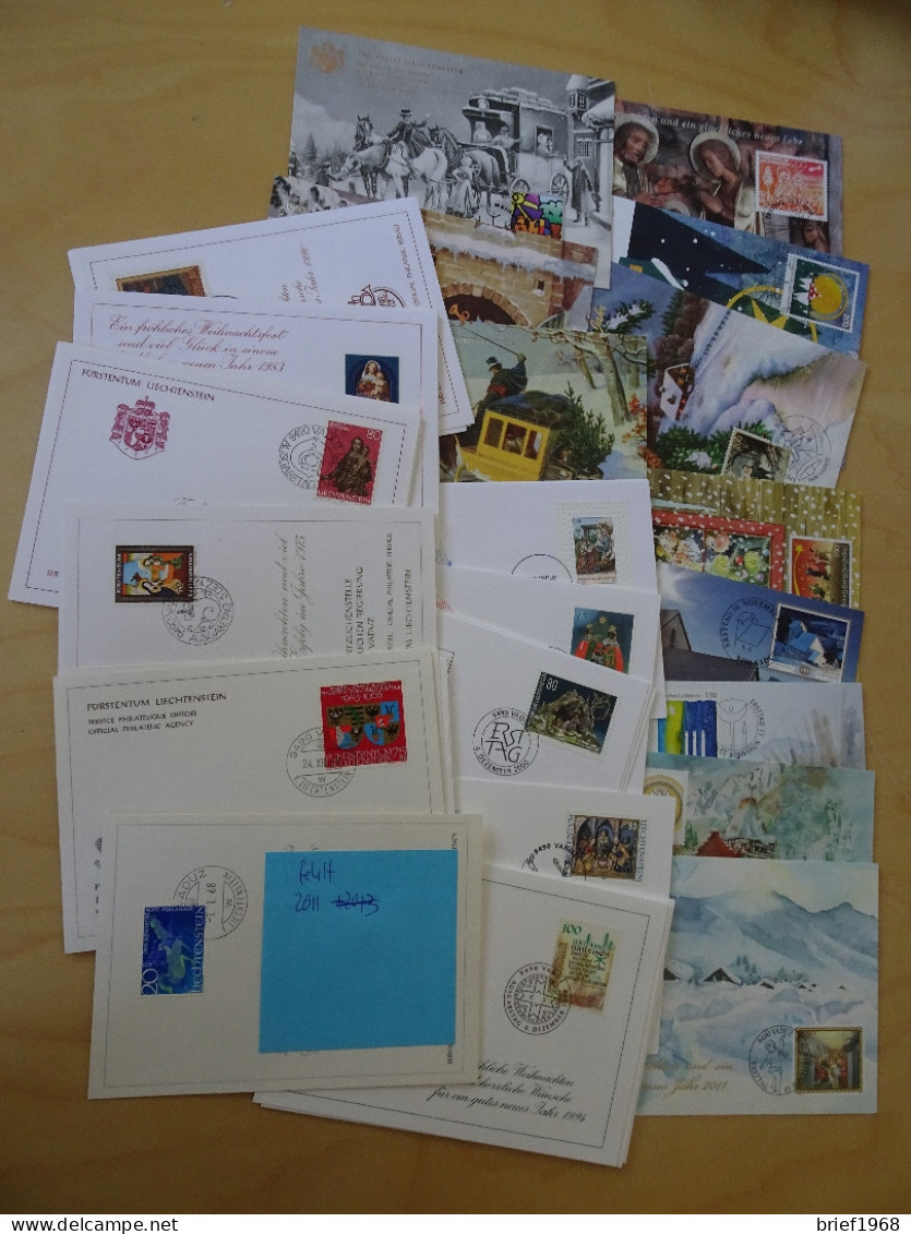 Liechtenstein Weihnachtsglückwunschkarten Der Post 1968-2018 (15064) - Verzamelingen