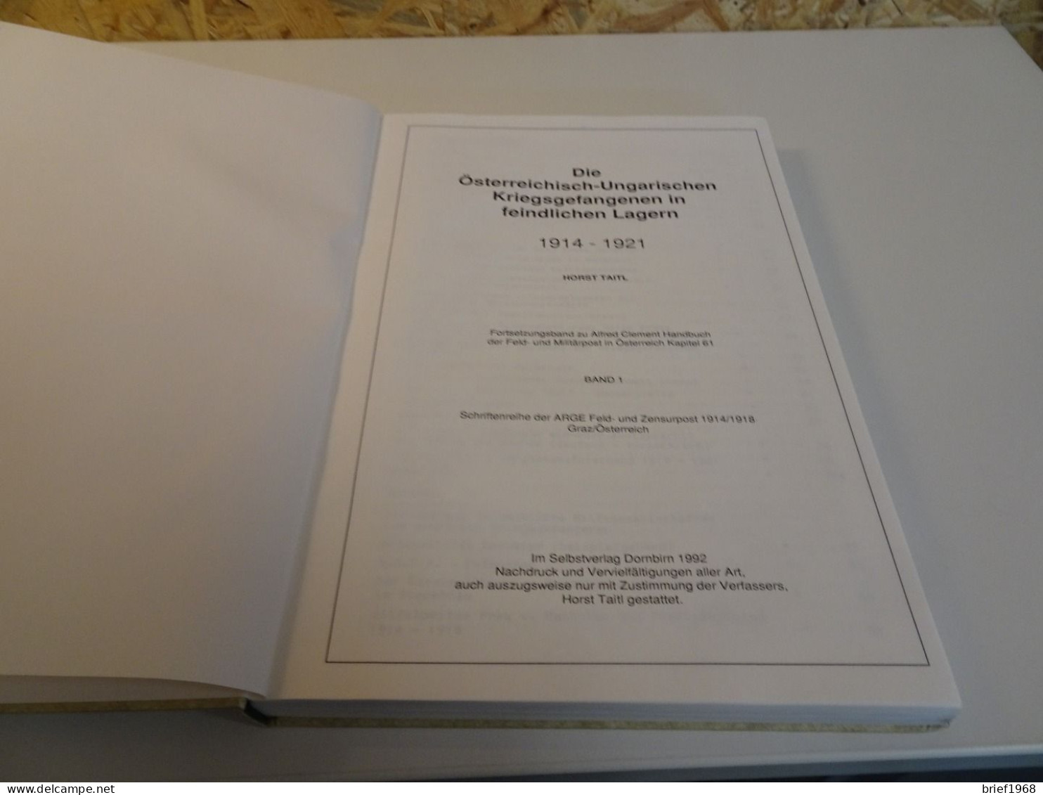 Taitl Kriegsgefangenen Österreicher Und Ungarn Als Gefangene Der Entente 1914-1921 (23012) - Handbooks