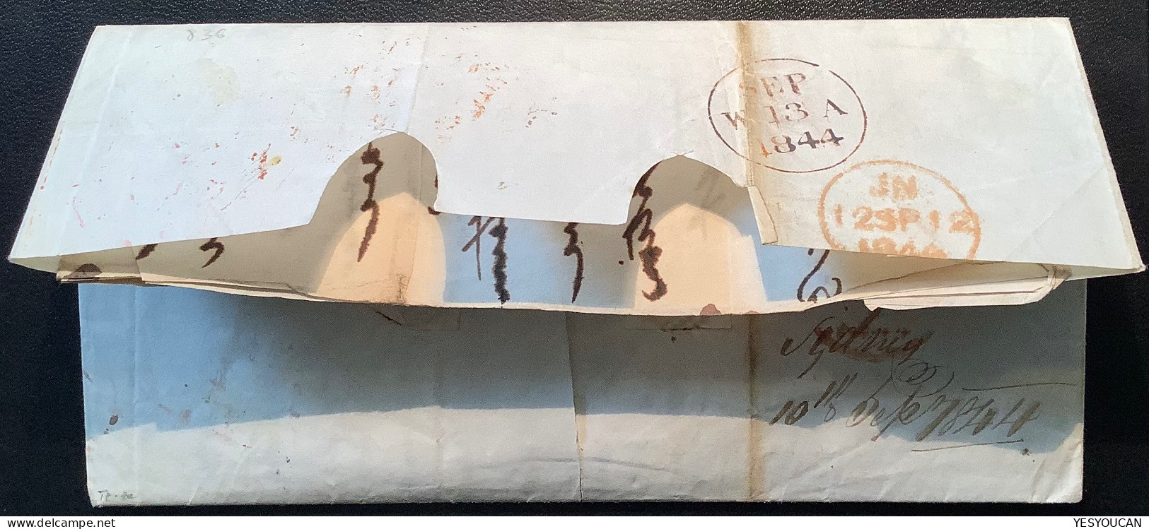 NSW 1844 Entire Letter PAID SHIP LETTER SYDNEY>Edinburgh, Scotland Per Sultana (GB Australia Cover Australian States - Storia Postale