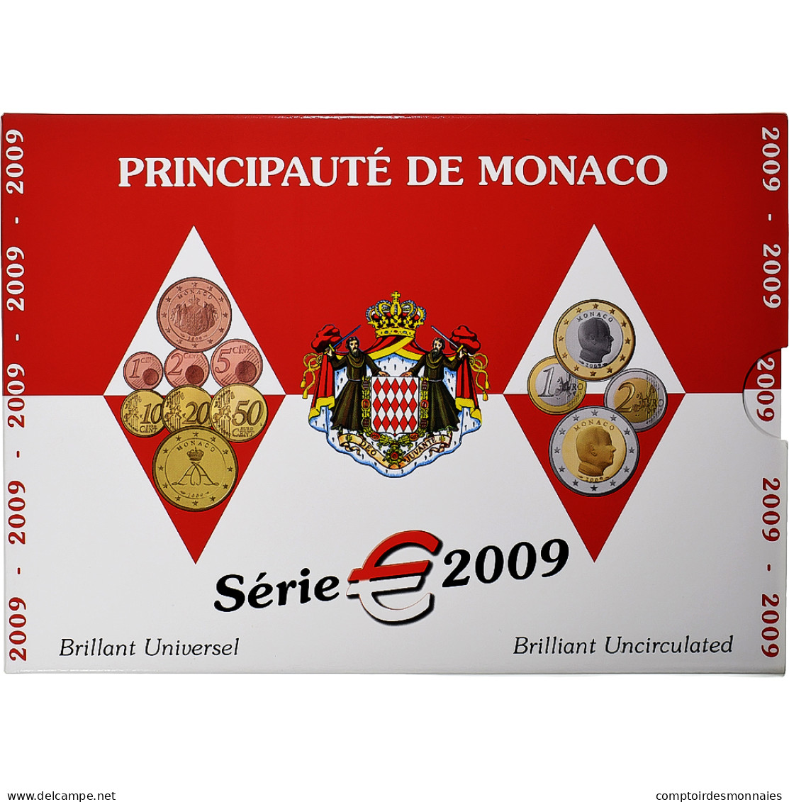 Monaco, Albert II, Coffret 1c. à 2€, BU, 2009, MDP, FDC - Monaco