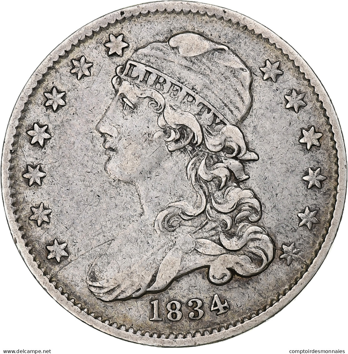 États-Unis, Quarter, Liberty Cap, 1834, Philadelphie, Argent, TB+, KM:55 - 1796-1838: Bust (Buste)