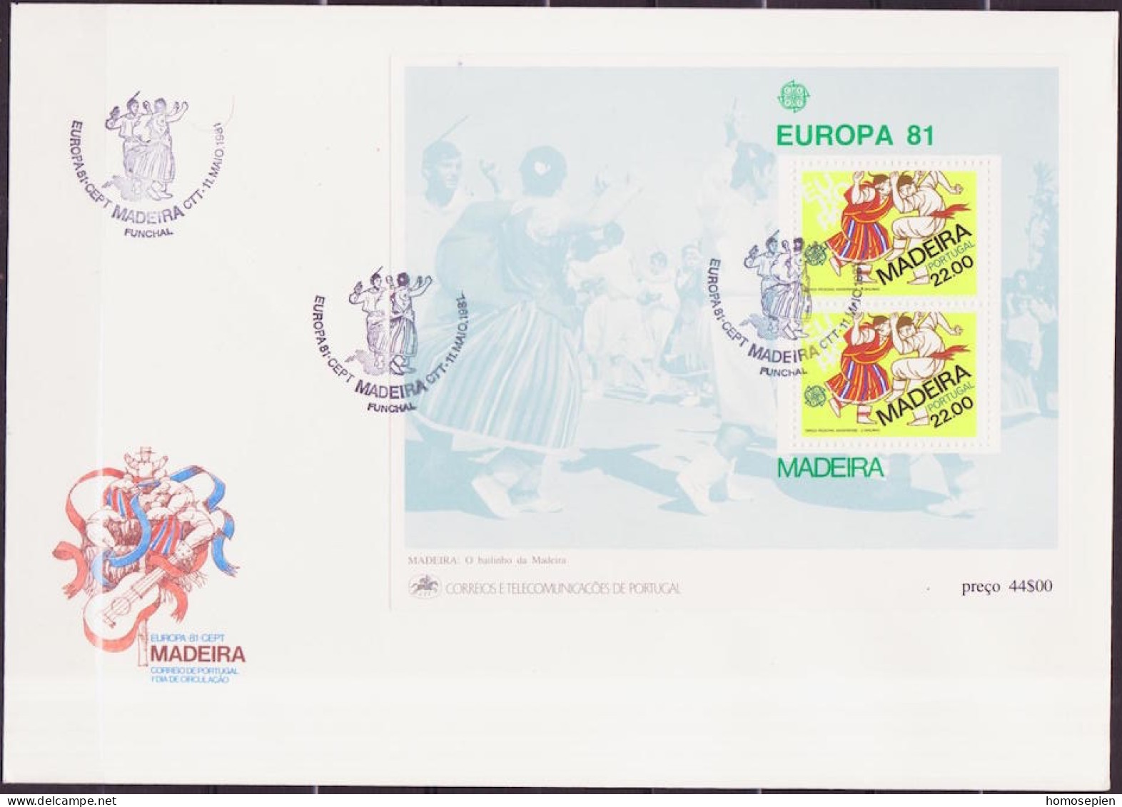 Europa CEPT 1981 Madère - Madeira - Portugal FDC1 Y&T N°BF2 - Michel N°B2 - 22e EUROPA - 1981