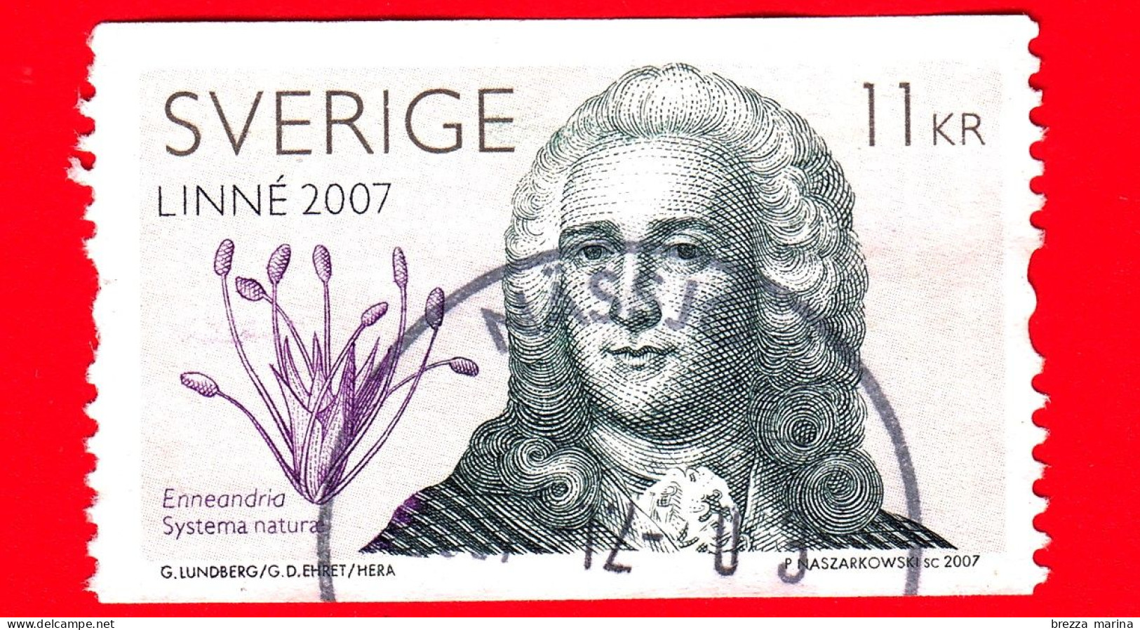SVEZIA - Usato - 2007 - Carl Linnaeus (Linné) (1707-2007) - 11 - Oblitérés