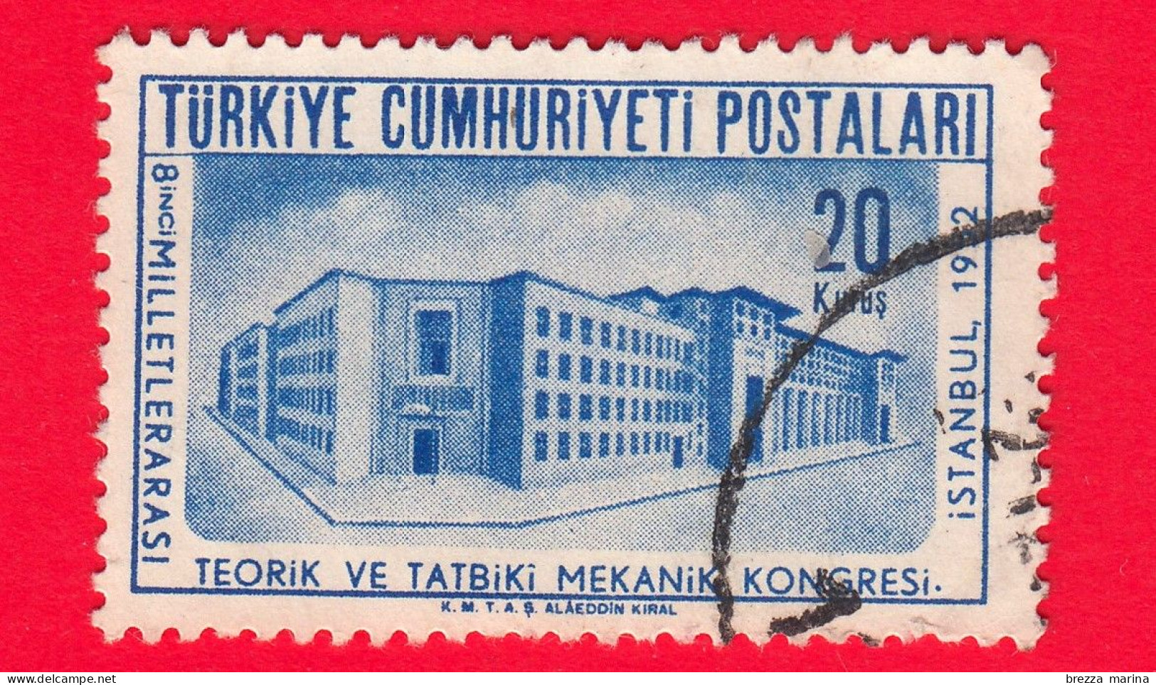 TURCHIA - Usato - 1952 - Congresso Di Meccanica - Edifici - Scuole - 20 - Gebraucht