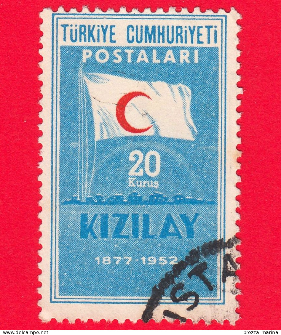TURCHIA - Usato - 1952 - Croce Rossa - Mezzaluna Rossa - Globo (Terra) - 20 - Used Stamps
