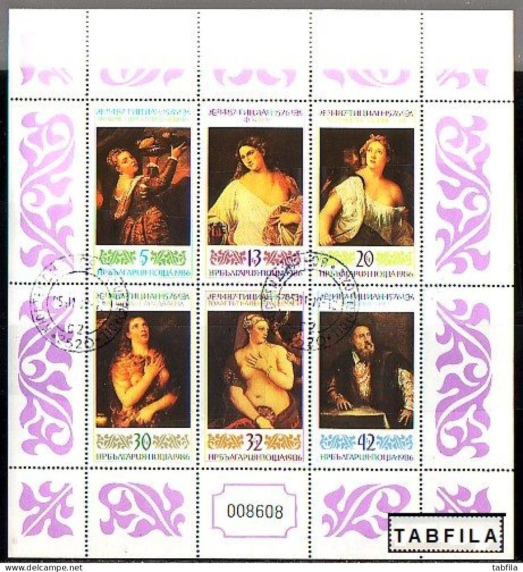 BULGARIA - 1986 - Titien - Tableaux -  PF  Obl. - Oblitérés