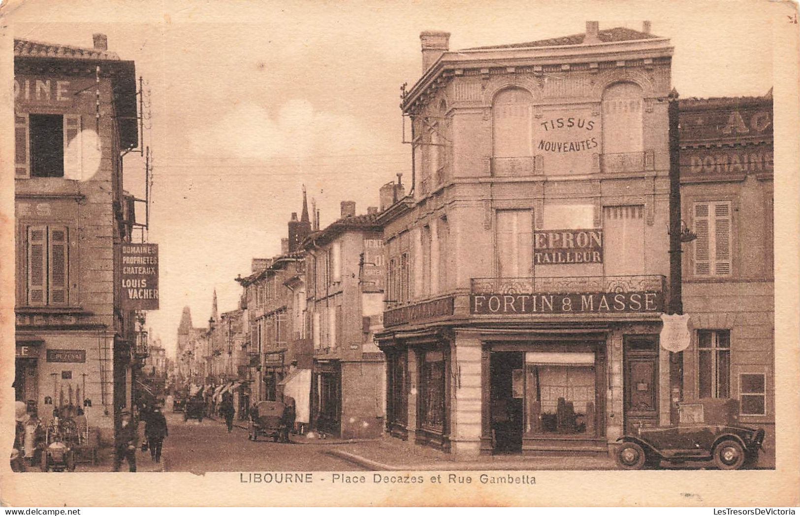 FRANCE - Libourne - Vue Générale Sur La Place Decazes Et Rue Gambella - Animé - Carte Postale Ancienne - Libourne