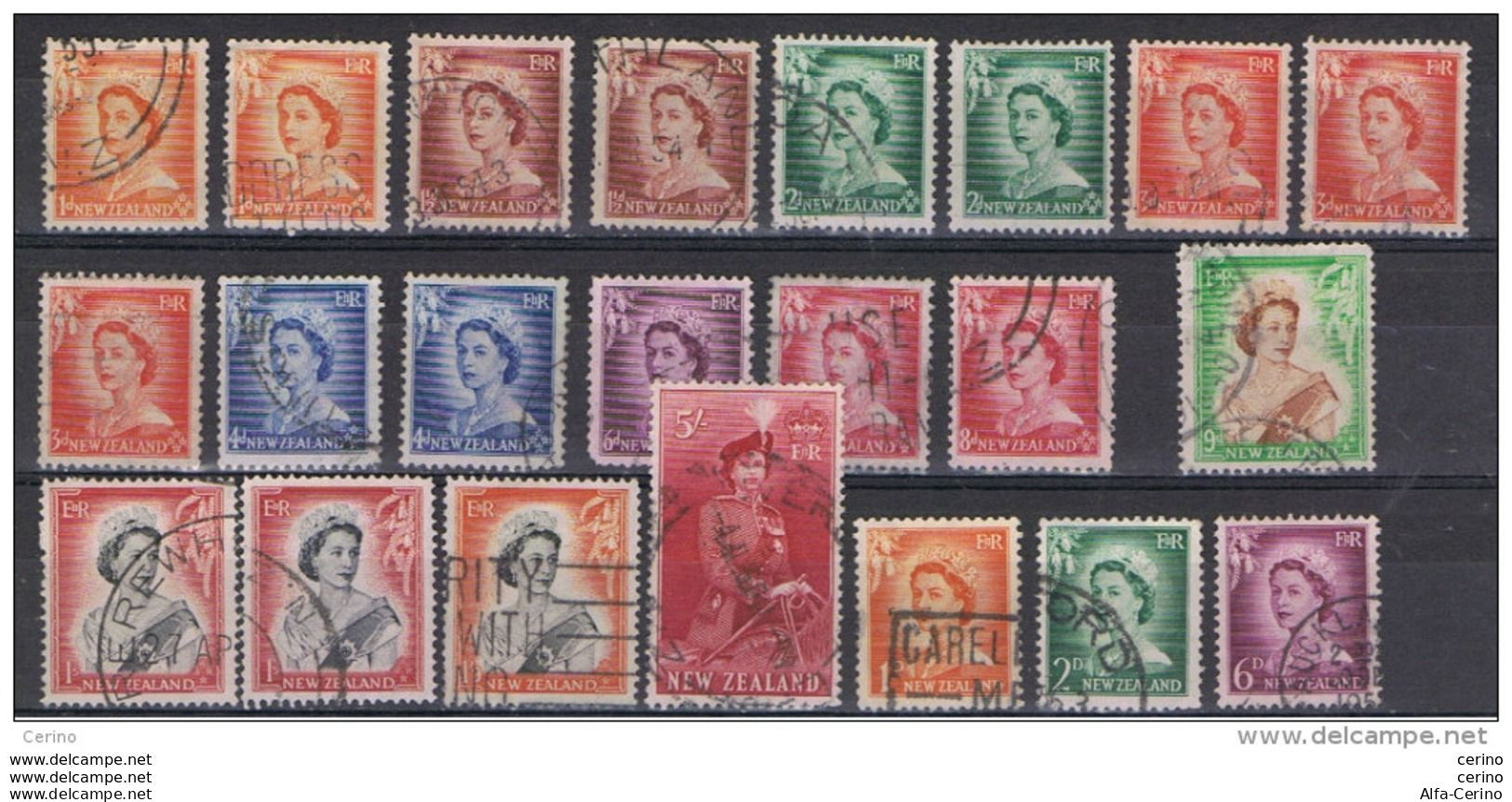 NEW  ZEALAND:  1954/59  ELIZABETH  II°  -  LOT  22  USED  REP.  STAMPS  -  YV/TELL. 328//355 - Gebruikt