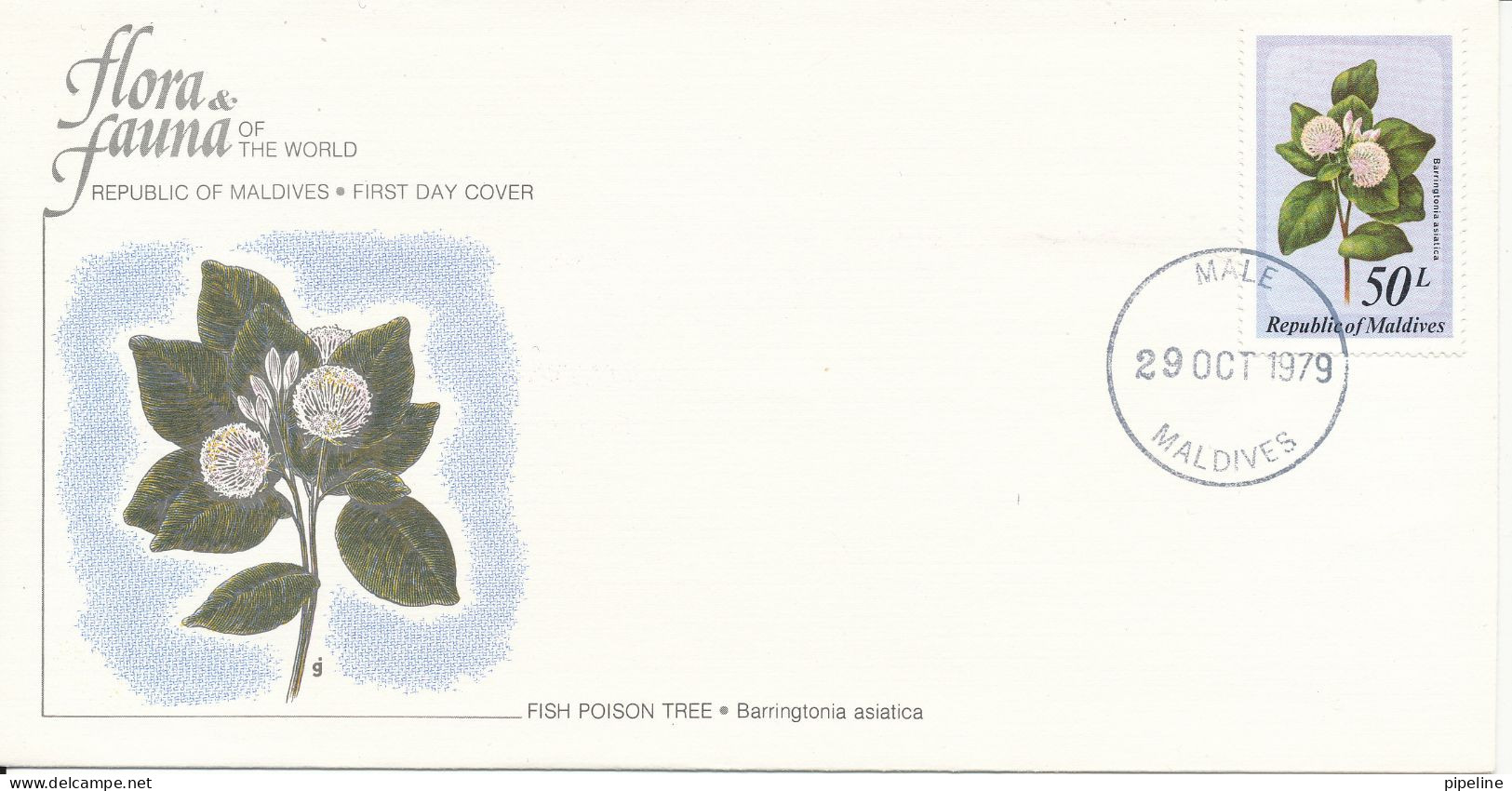 Maldives FDC 29-10-1979 Fish Poison Tree With Cachet - Maldivas (1965-...)