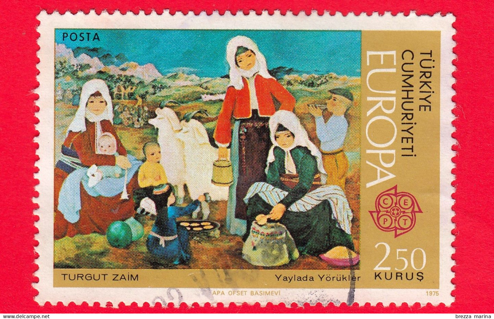 TURCHIA - Usato - 1975 - C.E.P.T. - Europa - Dipinti - Yöruk  - 250 - Gebruikt