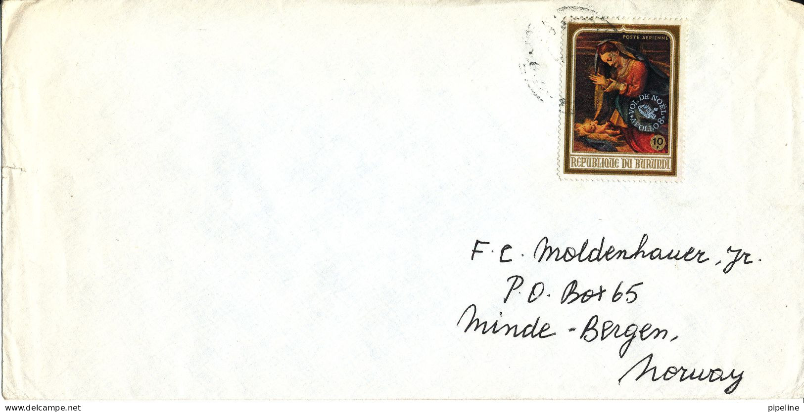 Burundi Cover Sent To Norway Single Franked - Usados