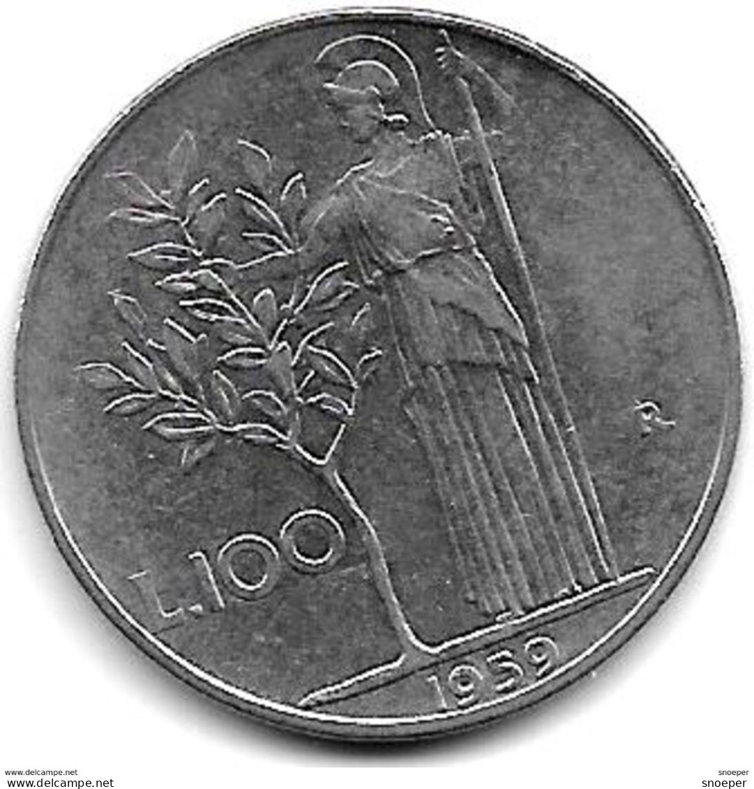 *italy 100 Lire 1959     Km 96.1 - 100 Lire