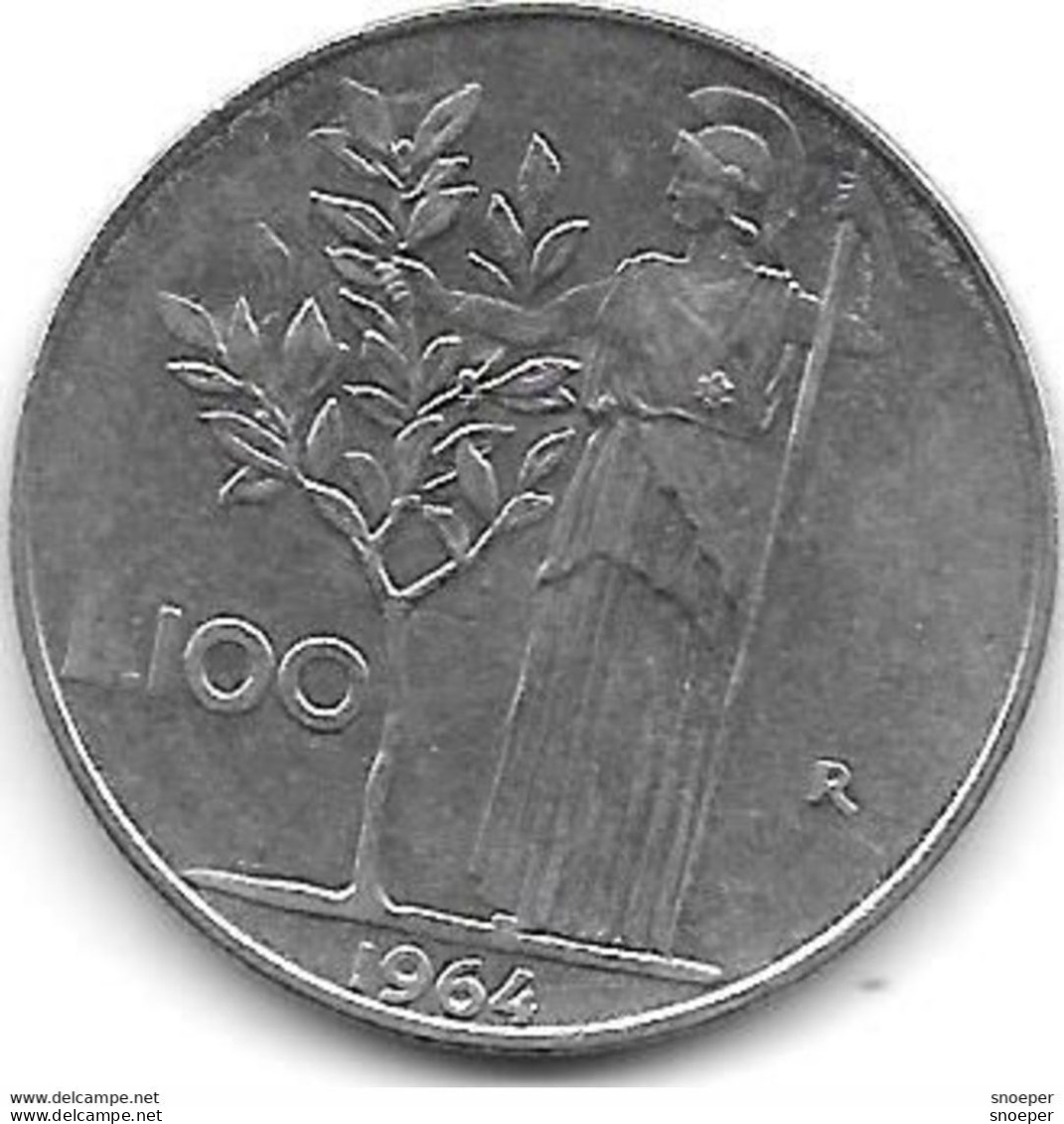 Italy 100 Lire 1964    Km 96.1  Xf+ - 100 Lire