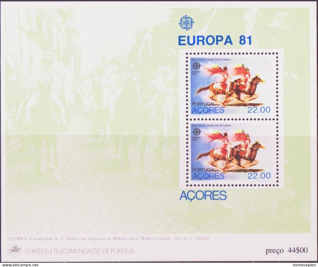 Europa CEPT 1981 Açores - Azores - Azoren - Portugal Y&T N°BF2 - Michel N°B2 (o) - 22e EUROPA - 1981