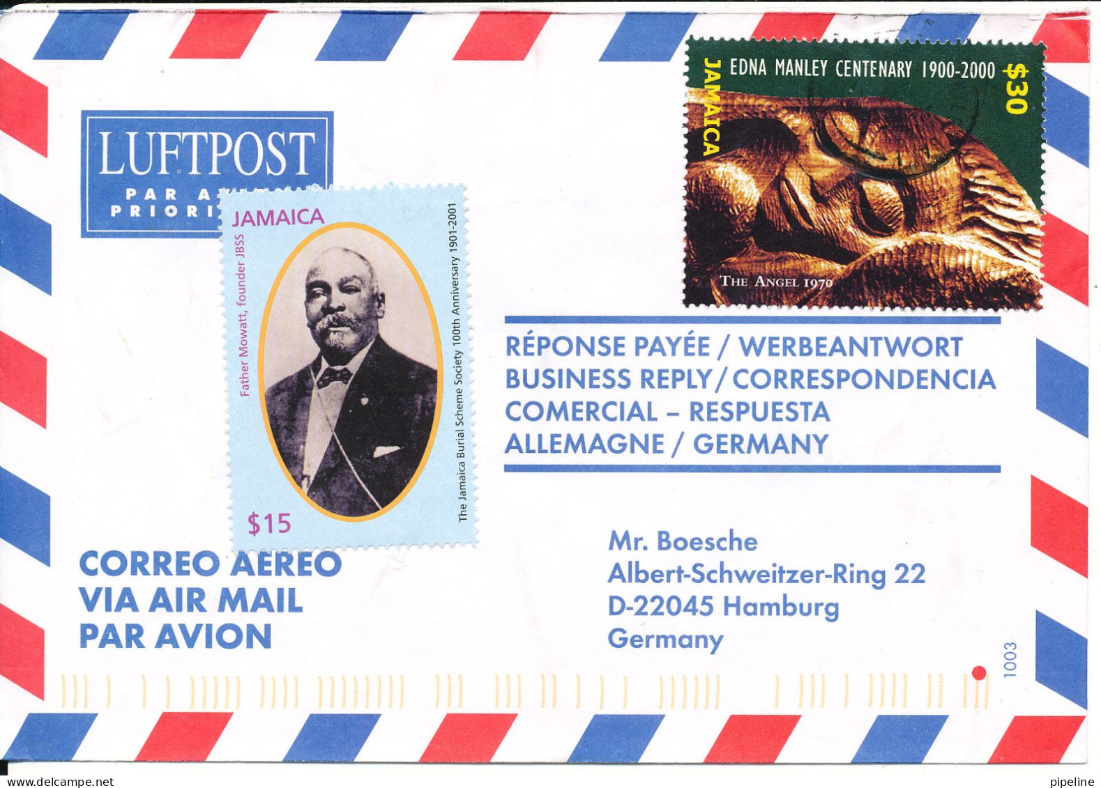 Jamaica Air Mail Cover Sent To Germany Topic Stamps - Jamaica (1962-...)