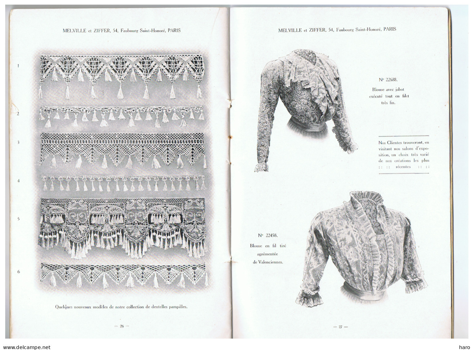 Livre édité Lors De L'ouverture Du Magasin De Broderie MELVILLE - ZIFFER En 1913..14 - Mode, Dentelle ,...PARIS ( FR114) - Fashion