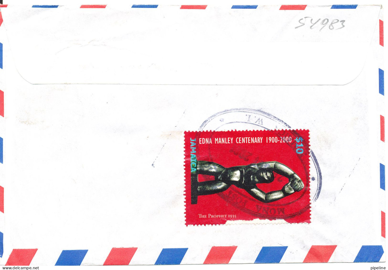 Jamaica Air Mail Cover Sent To Germany 26-10-2001 Topic Stamps The Stamp On The Backside Of The Cover Is Damaged - Jamaica (1962-...)