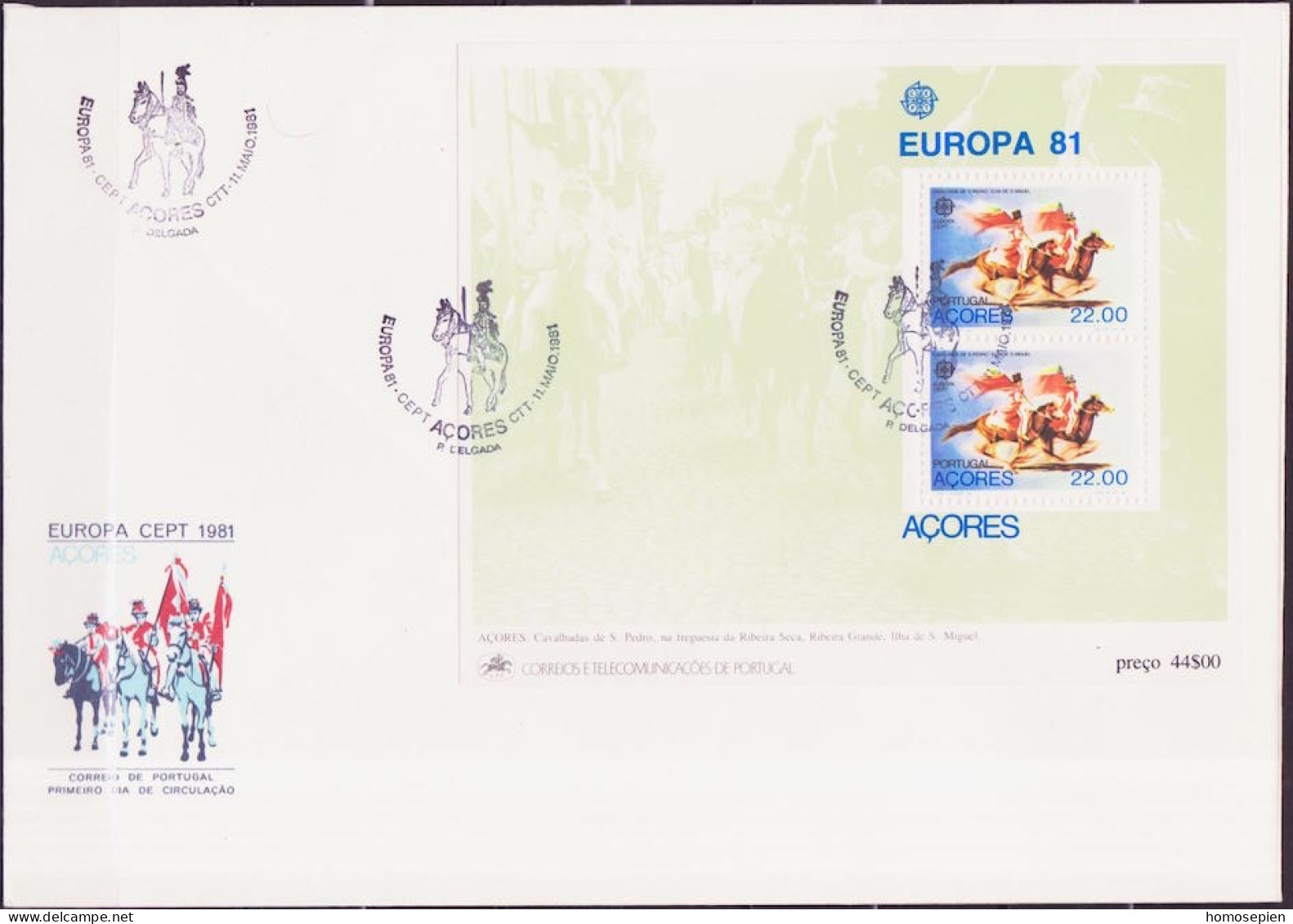 Europa CEPT 1981 Açores - Azores - Azoren - Portugal FDC1 Y&T N°BF2 - Michel N°B2 - 22e EUROPA - 1981