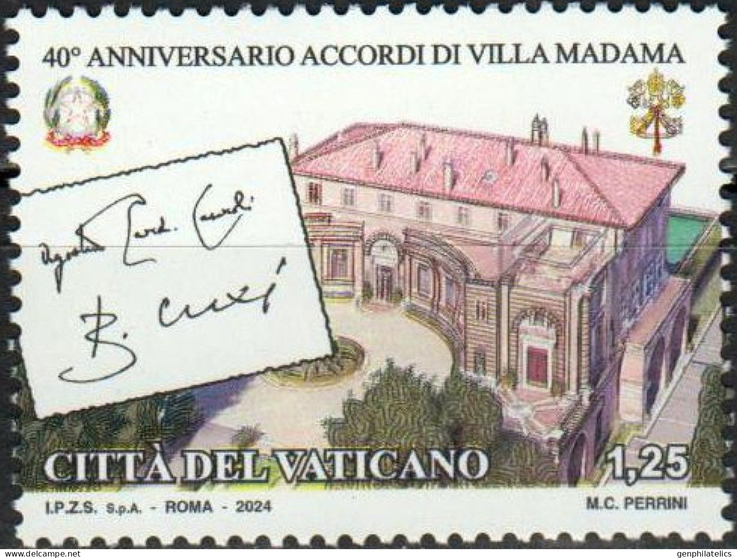 VATICAN CITY 2024 The 40th Anniv. Of The Villa Madama Accords (Joint Issue With Italy) - Fine Stamp MNH - Neufs