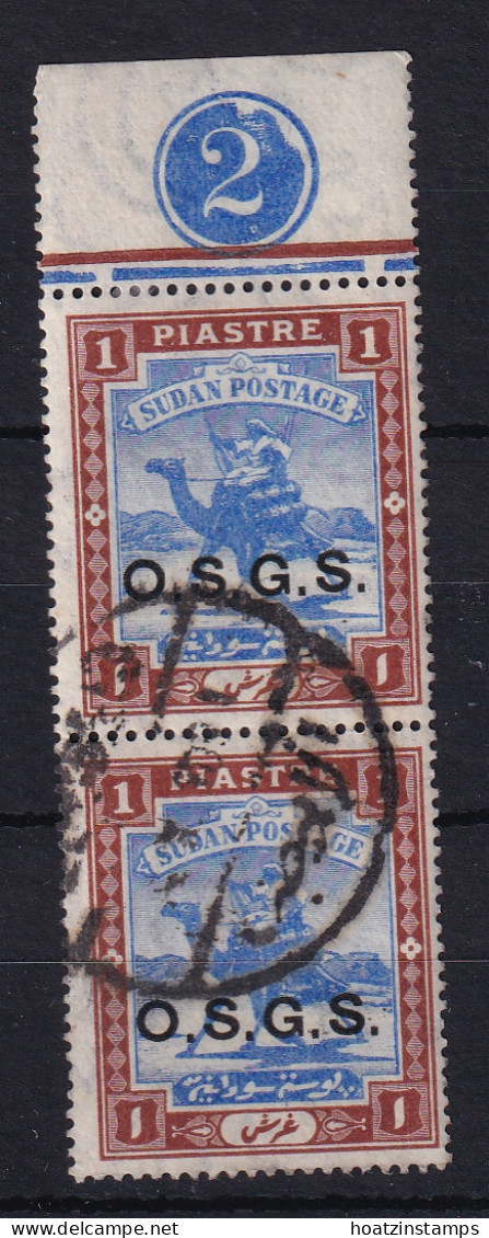 Sdn: 1903/12   Official - Arab Postman 'O.S.G.S.' OVPT  SG O8   1P   Used Pair - Soedan (...-1951)