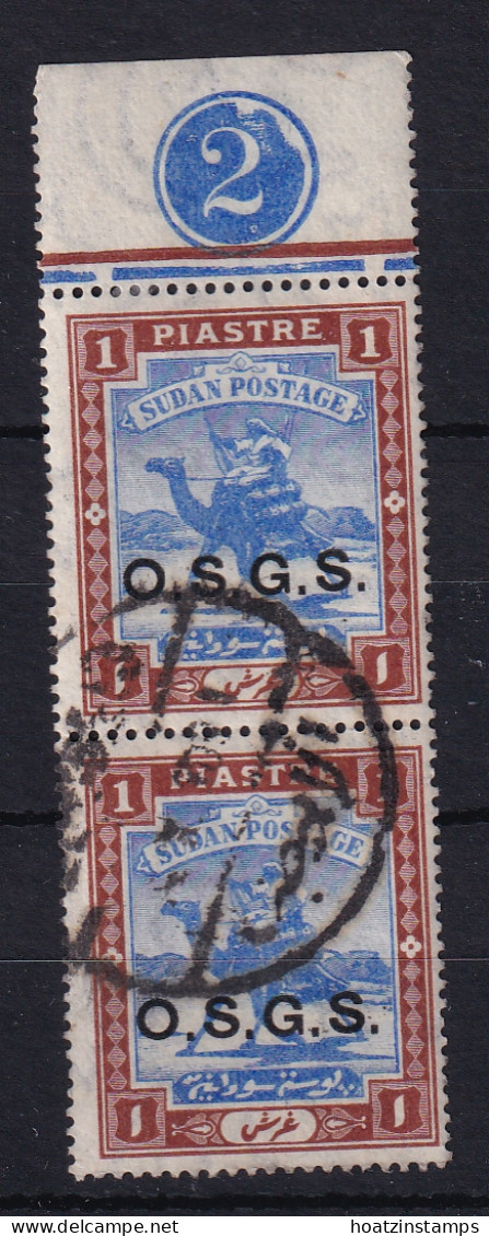 Sdn: 1903/12   Official - Arab Postman 'O.S.G.S.' OVPT  SG O8   1P   Used Pair - Soudan (...-1951)