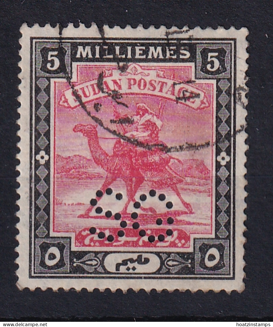 Sdn: 1913/22   Official - Arab Postman 'S G' Punctured OVPT  SG O15   5m   Used - Sudan (...-1951)