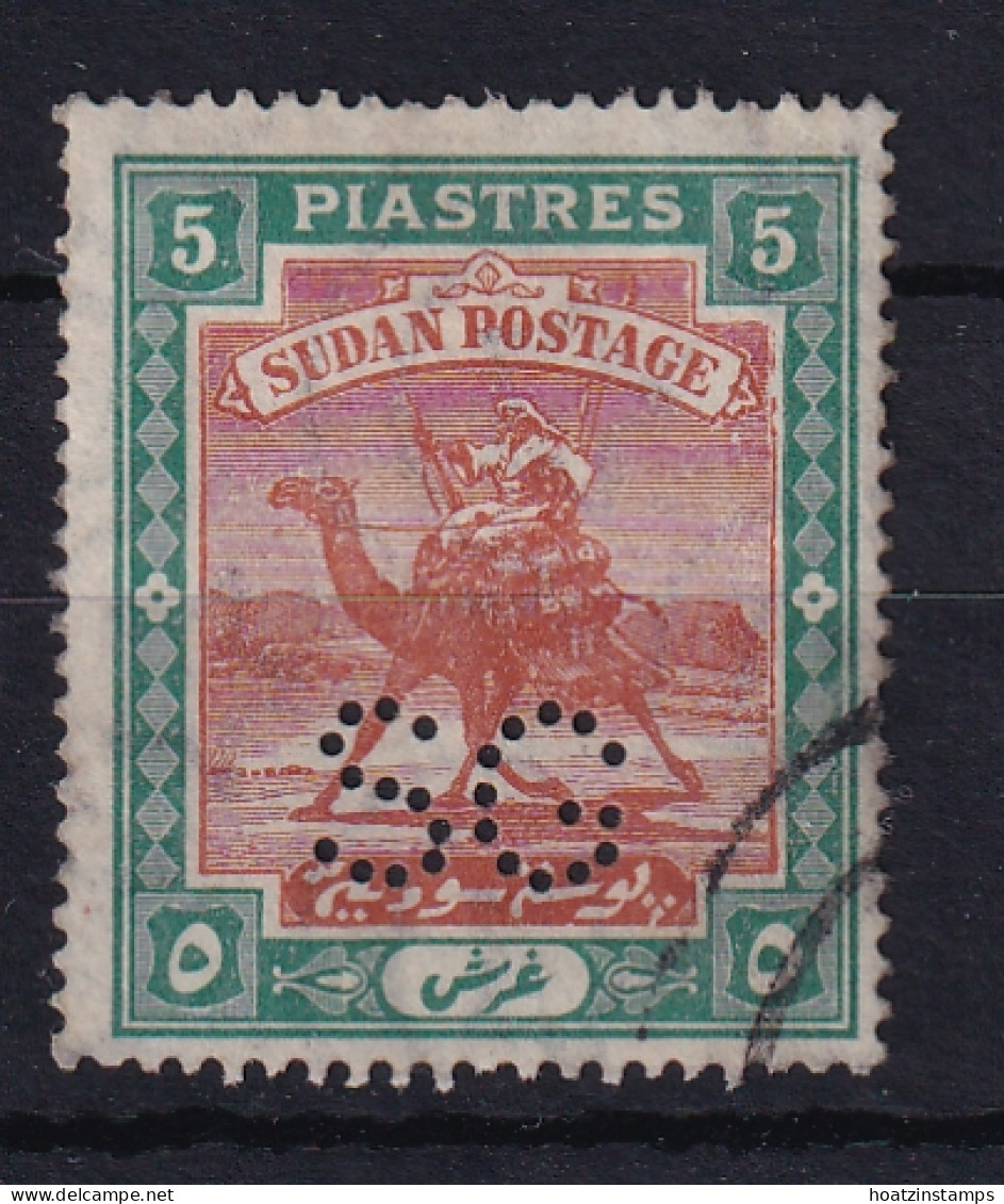 Sdn: 1913/22   Official - Arab Postman 'S G' Punctured OVPT  SG O19   5P    Used - Soudan (...-1951)