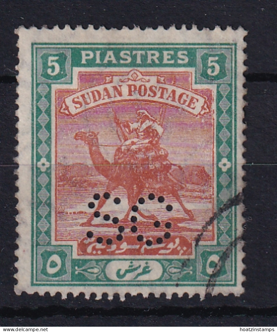 Sdn: 1913/22   Official - Arab Postman 'S G' Punctured OVPT  SG O19   5P    Used - Sudan (...-1951)