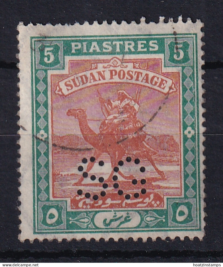 Sdn: 1913/22   Official - Arab Postman 'S G' Punctured OVPT  SG O19   5P    Used - Sudan (...-1951)