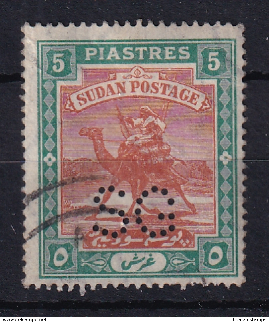 Sdn: 1913/22   Official - Arab Postman 'S G' Punctured OVPT  SG O19   5P    Used - Sudan (...-1951)