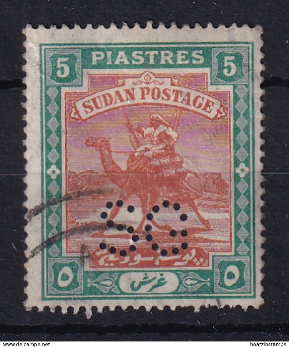 Sdn: 1913/22   Official - Arab Postman 'S G' Punctured OVPT  SG O19   5P    Used - Soudan (...-1951)