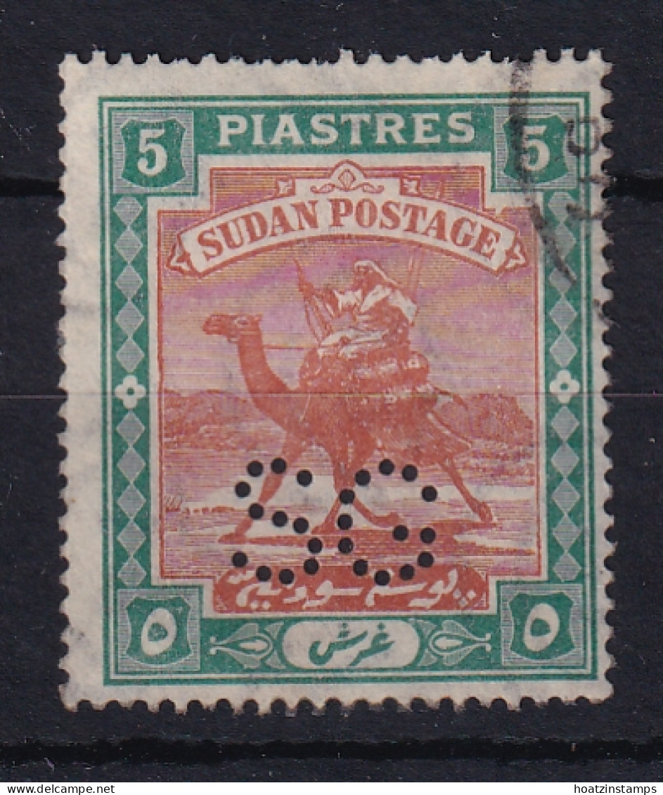 Sdn: 1913/22   Official - Arab Postman 'S G' Punctured OVPT  SG O19   5P    Used - Soedan (...-1951)