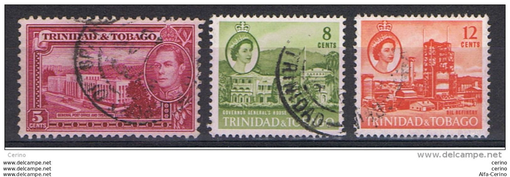 TRINIDAD  &  TOBAGO:  1938/60  LOT  3  USED  STAMPS  -  YV/TELL. 141 B//182 - Trinidad & Tobago (...-1961)