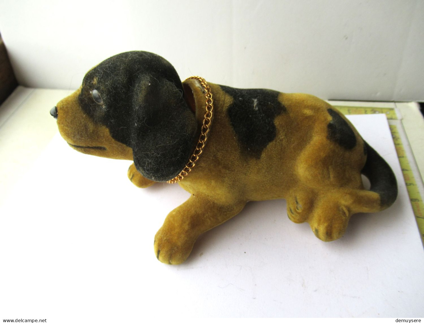 LADE 70 - Leuke Gevlokte Plastic BobbleHead Gouden/zwarte Hond Nodder - Altri & Non Classificati