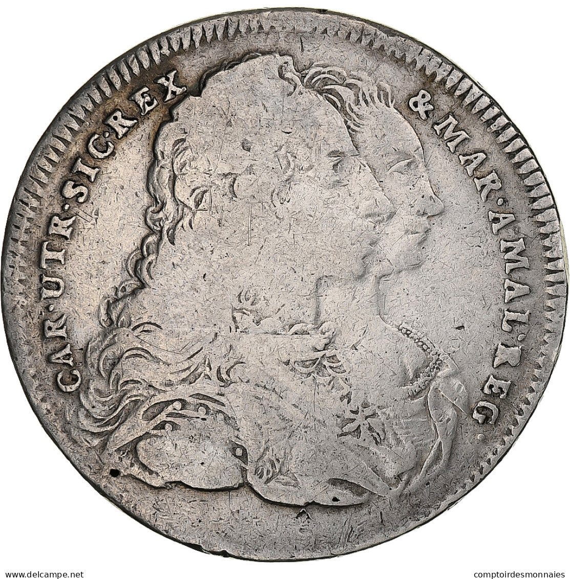 Italie, Kingdom Of Naples, Charles III, Piastre, 1747, Naples, Argent, TB - Nápoles & Sicile