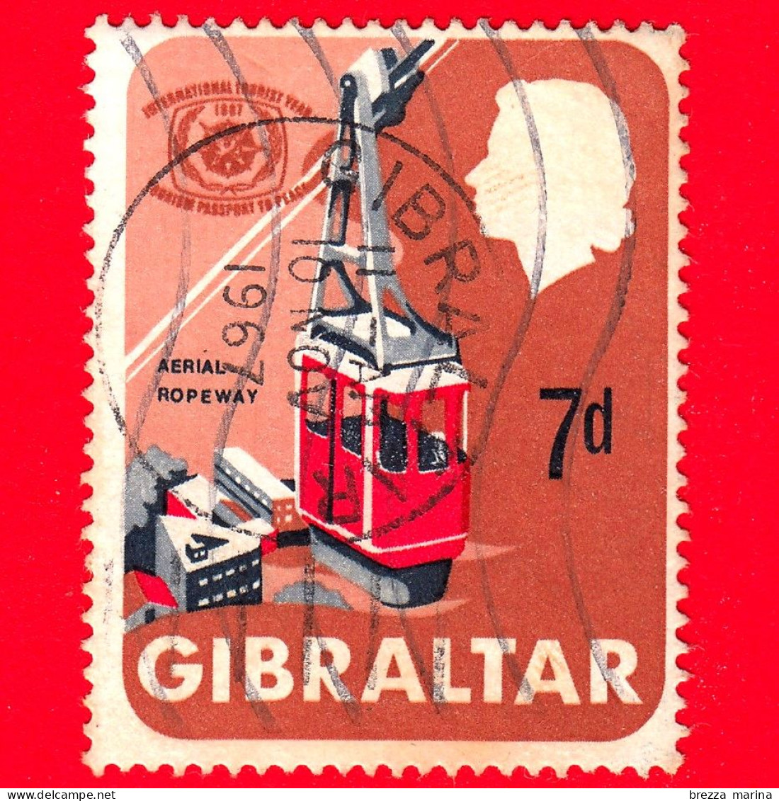 GIBILTERRA - Gibraltar - Usato - 1967 - Anno Internazionale Del Turismo - Funicolare - Aerial Ropeway - 7 - Gibraltar